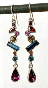 Vintage Patricia Locke Shimmering Stones Dangle Earrings and Solid Sterling MoonSun Ring