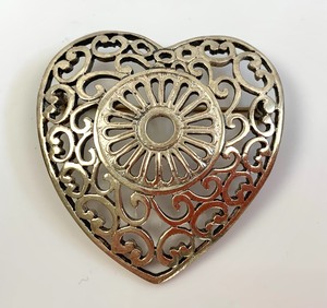 Solid Sterling Heart Pin by Breakell, Large Paper Clip and Belt Buckle Cover
