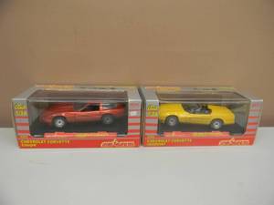 MAJORETTE 124 SCALE DIE-DAST CHEVROLET CORVETTE ROADSTER #4204 & CHEVROLET CORVETTE COUPE #4202 - NICE - IN BOX - SEE PICTURES
