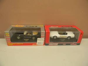 MAJORETTE 124 SCALE DIE-DAST CHEVROLET CORVETTE COUPE #4202 & CHEVROLET CORVETTE ROADSTER #4204 - NICE - IN BOX - SEE PICTURES