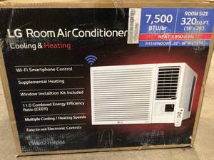 7,500 BTU 115-Volt Window Air Conditioner with Cool, Heat and Wi-Fi Control in White by LG Electronics (new) see pictures