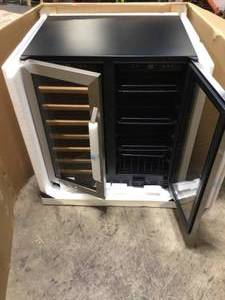 LANBO 30 in. 33-Bottle 70-Can Stainless Steel Dual Zone Combo Wine and Beverage Refrigerator (good condition)
