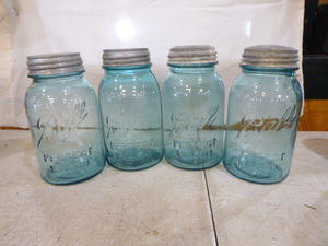 4 Vintage Ball Perfect Mason Aqua Canning Jars