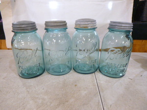 4 Vintage Ball Perfect Mason Aqua Canning Jars