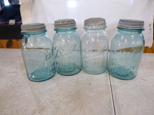4 Vintage Ball Perfect Mason Aqua Canning Jars