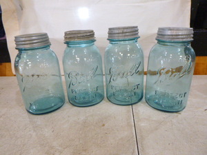 4 Vintage Ball Perfect Mason Aqua Canning Jars