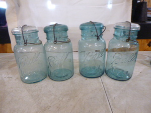 4 Vintage Ball Ideal Aqua Canning Jars