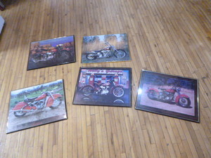 5 Framed Motorcycle Prints