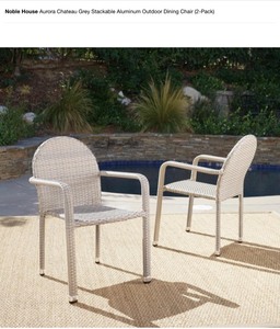lot 13 image: Noble House Aurora Chateau Grey Stackable Aluminum Outdoor Dining Chair (2-Pack)  1. Various Conditons. See Pictures