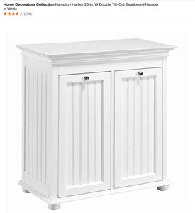 lot 15 image: Home Decorators Collection Hampton Harbor 26 in. W Double Tilt-Out BedBoard Hamper in White. Various Conditions. See Pictures