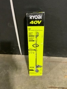 lot 39 image: RYOBI 40V Expand-It Cordless Battery Attachment Capable String Trimmer with 4.0 Ah Battery and Charger. See Pictures