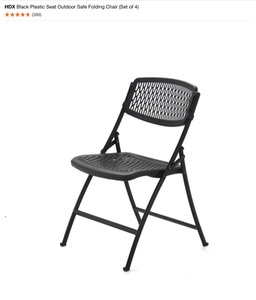 lot 44 image: HDX Black Plastic Seat Outdoor Safe Folding Chair (Set of 4)