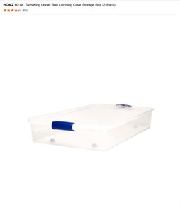 lot 45 image: Homz Storage Bins & Under Bed Bins.