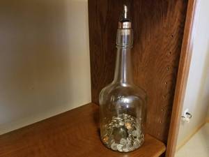 Vintage Bottle with Coins
