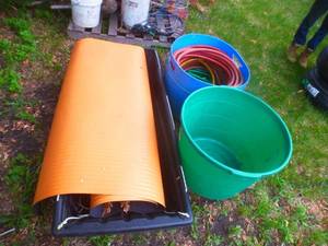 Pallet with Garden Hoses & Water Slide