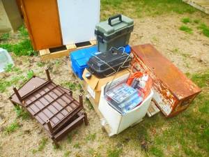 Pallet- Plastic Tool Boxes, Trouble Light