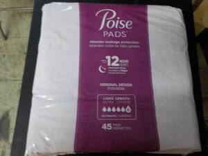 lot 238 image: Poise Pads pkg of 45 Long Length...