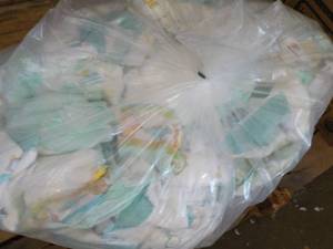 lot 468 image: Bag of 100 or so Diapers Newborn- 3...