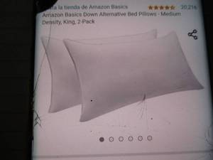 lot 8 image: Amazon Basics Down Pillow- 2 pack...