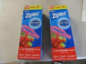 lot 97 image: 2 boxes of Ziploc Storage Gallon Ba...
