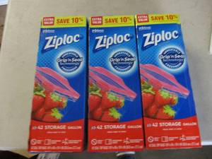 lot 98 image: 3 Boxes of Ziploc Storage Gallon Ba...