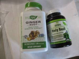 lot 129 image: Ginger Root and Holy Basil Capsules...