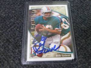 Bob Griese Autograph Card w Certif...