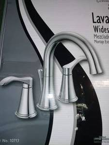 EZ-FLO 10713, Chrome Two-Handle High-Arc Widespread Bathroom Sink Faucet With Pop- open box not used - see pictures