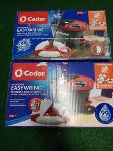 EasyWring Microfiber Spin Mop and Bucket Floor Cleaning System with 2 Extra Power Refills by O-Cedar- set of 2 - mixed conditions