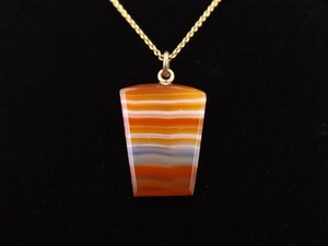 lot 53 image: .925 Sterling Silver Agate Gold Vermeil Pendant Necklace