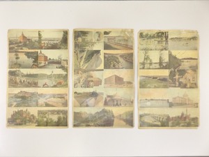 lot 16 image: 3 Antique Uncut SOO LINE Railroad Postcard Sheets