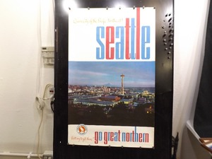 lot 17 image: Authentic Vintage Great Northern Railway 25 x 40 Seattle Travel Poster
