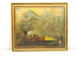 lot 22 image: 1925 Framed Litho The Oriental Limited  A Vision Realized James J. Hill