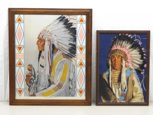 lot 23 image: 2 Vintage Framed Winold Reiss Native Chief Prints