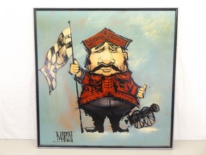 lot 64 image: Large 1960s Oil on Canvas of a 1900s Race Official by Martin.