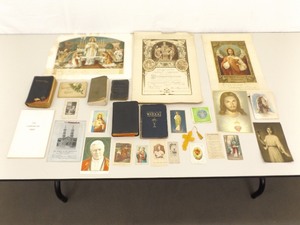lot 76 image: Lot of Antique Religious Bibles, Pamphlets, Certificates, etc.