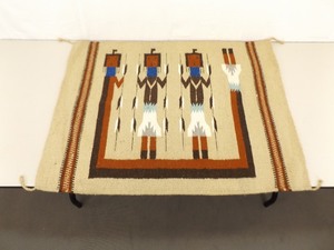 lot 87 image: Vintage Hand Woven THICK Wool Ethnic RugBlanket