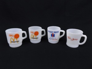 lot 93 image: Lot of 4 Vintage Fire King McDonalds etc. Advertising Mugs