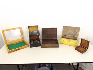 lot 99 image: Lot of Wood Boxes, Display Case, etc.