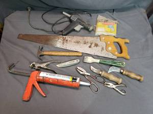 lot 84 image: Lot of Tools, Hand Saw, Glue Gun