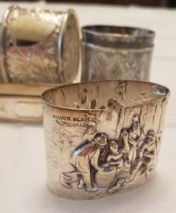 Collection of Antique Sterling Silver Napkin Rings  107 grams