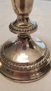 Crown Sterling Silver Candlesticks with Crystal Glass Shades