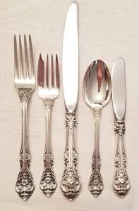 Gorham Sterling Silver King Edward Flatware Service for 12  5 piece place setting