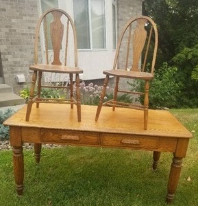 Amazing Vintage Library Desk with Chairs