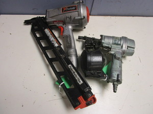 lot 503 image: PASLODE FRAMING NAILER, HITACHI COIL NAILER.