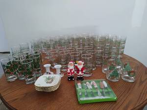 Collection of Christmas Dishes and Glassware
