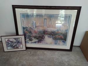 Two Framed Artwork Including Vintage Minneapolis Skyline Print