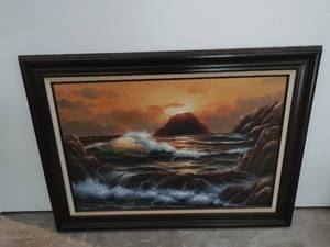 Large Vintage Ocean Oil Painting