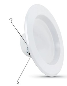 lot 621 image: 6-Pack Feit Electric 56 in. 75- Watt Equivalent Soft White (2700K) CEC Title 24 LED Retrofit White Recessed Light Trim Downlight
