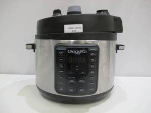 lot 611 image: Crockpot Express Easy Release  6 Quart Slow, Pressure, Multi Cooker, 6QT, Stainless Steel